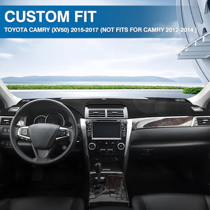 KUST Black Dash Cover for Toyota Camry (XV50)/ Camry Hybrid 2012-2017 (Not fits Dashboard with Set Time Clock) Polyester Dashboard Cover Non-Slip Interior Accessories for Camry Dash Mat No Glare - size: Camry 12-17(Black)