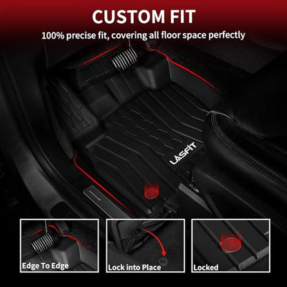 LASFIT Floor Mats for 2019-2023 Lincoln Nautilus & 2016-2018 Lincoln MKX, Custom Fit Full Coverage TPE Floor Liners, All Weather Front Rear Set, Black - size: 2016-2018|For MKX|2019-2023|For Nautilus|Floor Mat