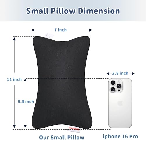 Pro Goleem Small Pillow 11"x7"x2.5" for Camping and Traveling with Name Tag Mini Tiny Pillow for Kids Sleeping and Chair Car Air Nap Neck Lumbar Knee Rest Pillows, Black - color: Black