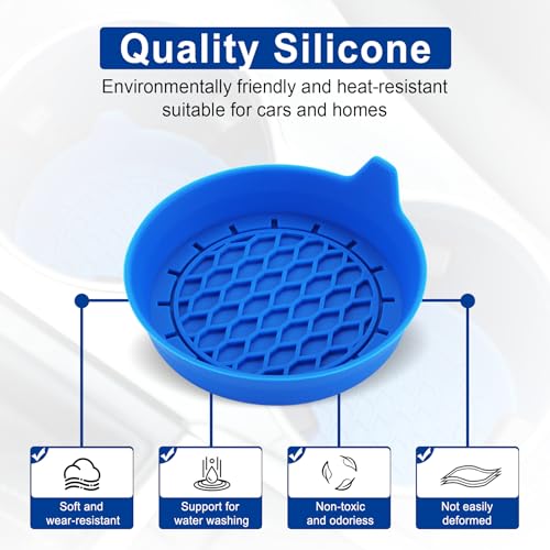 SINGARO Car Cup Holder Coaster, Silicone Cup Holder Insert, Universal Non-Slip Cup Holders, Car Accessories Interior for Women and Man 4 Pack Blue - color: Blue