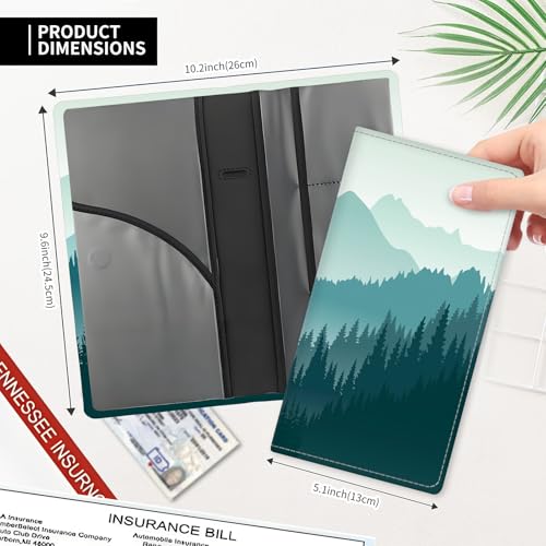 Leather Car Registration and Insurance Card Holder, Cute Car Accessories Vehicle Glove Box Car Organizer for Documents, Cards, License Beautiful Blue Mountain - color: Beautiful Blue Mountain