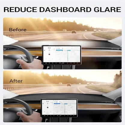 for Tesla Model Y Juniper Dashboard Cover Sunshield Suede Dash Mat Model Y Juniper Accessories Anti-Glare and Sun Protection Dashboard Pad for New Model Y Juniper 2025 2026 (Black)