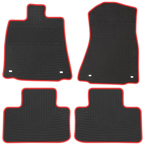 Car Floor Mats Custom Fit for Lexus is 250/IS 300/IS 350/IS 200t/IS 250f 300f 350f 2014-2025 Black Red Rubber Auto Liner Mats All Weather Protection - color: All Black, size: 2014-2025 IS