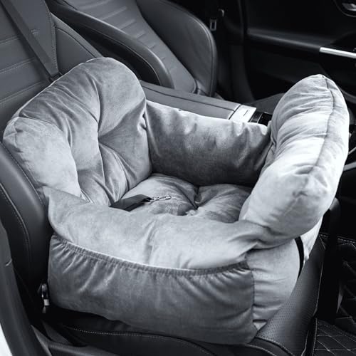 Pet Car Booster Seat for Small Dogs up to 25 lbs with Safety Straps, Storage Pockets, Travel Carrier Bed Booster Seat, Machine Washable (Gray) - color: Space Gray