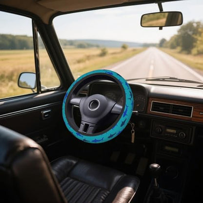 Steering Wheel Cover Accessories Neoprene Cover, Breathable Non-Slip Easy to Install Suitable for Women Men, 14.5-15.5 Inch for Car SUV Van Truck Universal - Cute Shark - color: Cute Shark