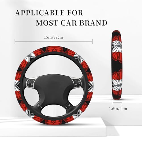 Butterfly Austrian Flag Breathable Neoprene Steering Wheel Cover - Anti-Slip Floral Design Universal Fit for Cars/Trucks/Suvs (14.5"-15" Inch) - color: Butterfly Austrian Flag
