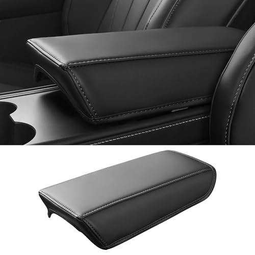 FREESOO Center Console Armrest Cover for Tesla Model Y(2020-2024) & Model 3(2017-2023), Leather Center Console Cover Protector Pad Accessories, Black - color: Black, size: Model Y(2020-2024) & Model 3(2017-2023)