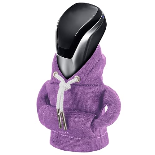 Gear Shift Hoodie, Universal Car Shift Knob Cover, Mini Hoodie for Shifter, Automotive Interior Cute Gadgets Car Accessories and Decorations Purple - color: Purple
