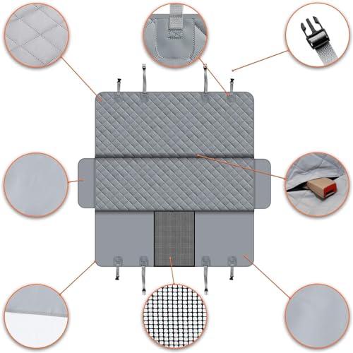 GXT Dog Back Seat Cover Protector for Cars SUV and Trucks with Mesh Window, Scratchproof Nonslip and Waterproof Material - color: Grey, style: Seat Cover Only