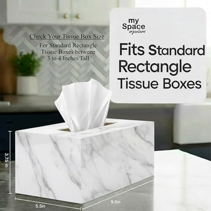 Tissue Box Cover Rectangle - Tissue Box Holder Rectangular - Compatible with Kleenex - Acrylic Marble Bathroom Accessories Decor - size: Rectangle Standard