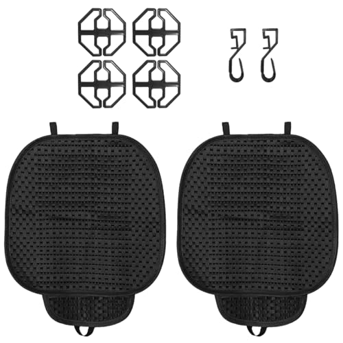 2PCS Ice Silk Car Seat Cushion, Breathable Cooling Anti-Slip Car Seat Protector Cushion with Storage Pocket, Universal Comfort Front Drivers Seat Cover Pad for Cars SUV Truck Interior (Black) - color: Black