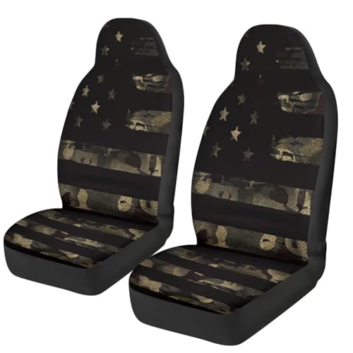 Camouflage Flag Car Front Seat Covers Soft Car Seat Cover Easy Installation Breathable Front Seat Cover Protection Interior Accessories Universal for Auto SUV 2 Pcs - color: Camouflage Flag
