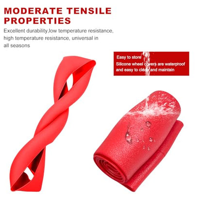 DXNQ Car Steering Wheel Cover, 13 to 14.17 inches Anti-Slip Silicone Steering Wheel Protector, Soft Flexible Shock-Absorbent Steering Wheel Protective Cover for Most Car Models (Red) - color: Red