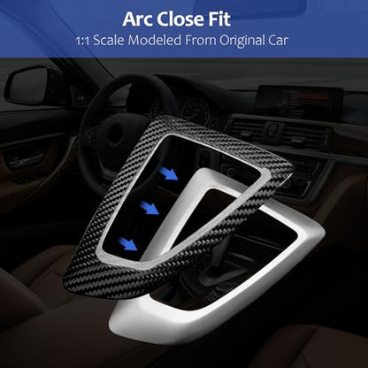 T-carbon Real Carbon Fiber Control Gear Box Shift Knob Panel Frame Cover Trim Protector Compatible with BMW F20 F21 F22 F23 F30 F31 F32 F33 F34 F35 F36 M2 Interior Accessories 2013-18-Glossy Black