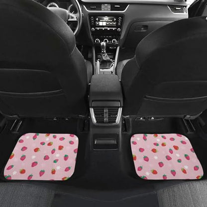 Flower Pink Strawberry Car Floor Mats Front & Rear Car Mats Set of 4pcs Car Carpet Universal Fit for SUV,Vans,sedans,Trucks - color: Flower Pink Strawberry