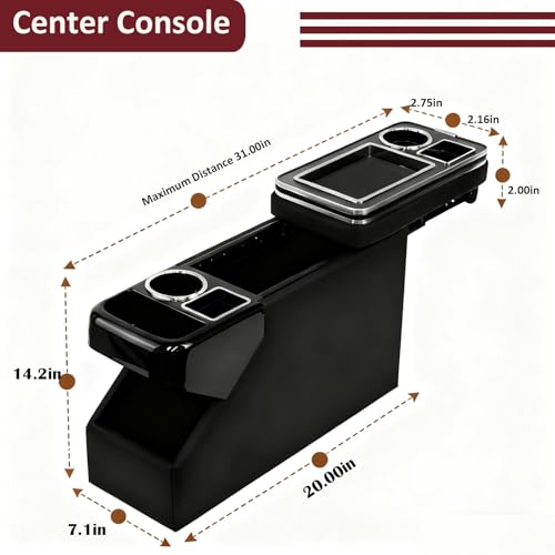 Truck Center Console Organizer Between Seat for Minivans, SUVs, Middle Van Bench Organizer for Floor Between The Back Seat Console 18 Wheelers with Sliding Lid Design - size: 18 Wheelers with Sliding Lid Design