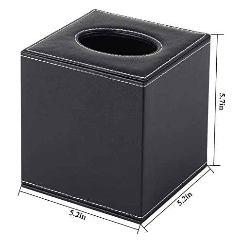 PU Leather Tissue Box Cover Square,Upgrade Large Size Napkin Holder Pumping Paper Case Dispenser,Facial Tissue Holder with Magnetic Bottom for Home Office Car Hotel Restaurant Black (Black-1) - color: Black-1