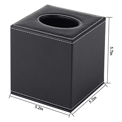 PU Leather Tissue Box Cover Square,Upgrade Large Size Napkin Holder Pumping Paper Case Dispenser,Facial Tissue Holder with Magnetic Bottom for Home Office Car Hotel Restaurant Black (Black-1) - color: Black-1
