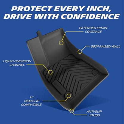 Michelin Vehicle Mat, All-Weather TPE Custom Fit Liner for Tesla Model 3 Floor Mats 2017-2023(3 Piece), Premier