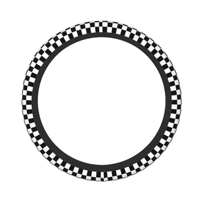 Black and White Checkered Pattern Universal Steering Wheel Covers, Cute Car Accessories for Women Girls Car Truck - color: Black And White Checkered Pattern