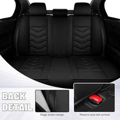 Car Seat Cover for KIA Soul 2010-2025, Seat Covers Full Set,Non-Slip Waterproof seat Cover,Wear-Resistant Nappa Leather car seat Covers. (Luxury 5 Seats/Pure Black) - color: Pure Black, size: Luxury 5 Seats