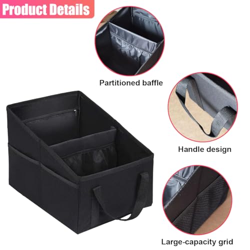 ZIMISI Car Seat Organizer, Collapsible Trunk Organizer with Detachable Divider, Handles and Multiple Pockets, Backseat Car Storage, Passenger Seat Organizer for Front/Back Consoles (Black)
