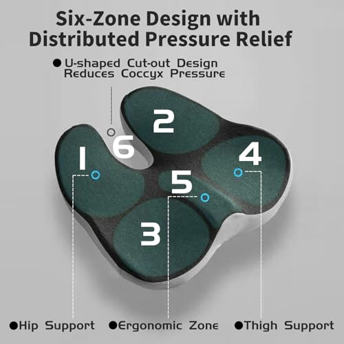 Pressure Relief Seat Cushion for Long Sitting Hours on Office/Home Chair, Car, Wheelchair - Extra-Dense Memory Foam for Hip, Tailbone, Coccyx, Sciatica-Black (Light Edge) - color: Black (Light Edge)