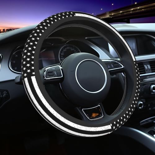 American Flag Steering Wheel Cover - Retro United States Flag Steering Wheel Cover Universal 15 Inch Non-Slip Breathable Neoprene Car Accessory for Women Men Steering Wheel Protector - color: American Flag