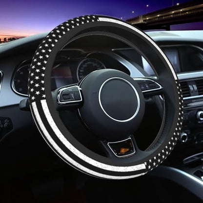 American Flag Steering Wheel Cover - Retro United States Flag Steering Wheel Cover Universal 15 Inch Non-Slip Breathable Neoprene Car Accessory for Women Men Steering Wheel Protector - color: American Flag
