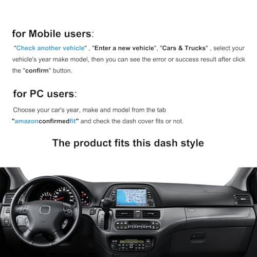 Dash Cover Mat Custom Fit for Honda Odyssey with Cutout for Speakers Airbag and Light Sensor,Dashboard Pad Cap Carpet Protector K224 (Dark Gray)
