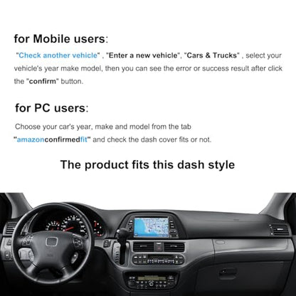 Dash Cover Mat Custom Fit for Honda Odyssey with Cutout for Speakers Airbag and Light Sensor,Dashboard Pad Cap Carpet Protector K224 (Dark Gray)
