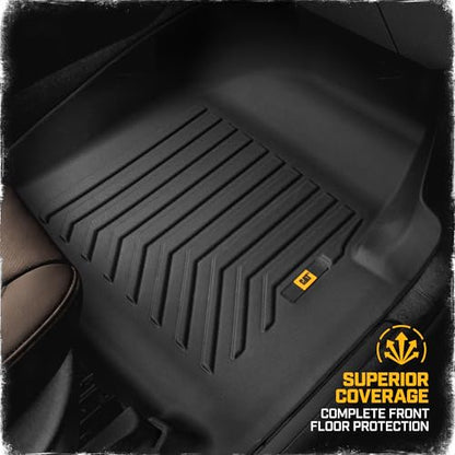 CAT® JustFit™ 3D Custom Fit Floor Mats Chevrolet Silverado 1500/GMC Sierra 2019-2026, Chevy Silverado 2500HD/3500HD Crew Cab/GMC Sierra 2500HD/3500HD Crew Cab 2020–26 Floor Liner Laser Measured Front - style: Chevy Silverado (2019–2026) / GMC Sierra (2020