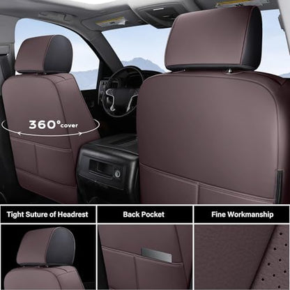 Coverado Chevy Silverado Seat Covers, Faux Leather Seat Covers Fit for Chevy Silverado GMC Sierra 2007-2026 1500, 2015-2026 2500HD 3500HD Crew Double Extended Cab (Front,Brown) - color: Brown, size: Front(2007-2025)