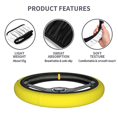 Elastic Stretch Steering Wheel Cover,Warm in Winter and Cool in Summer, Car Universal 15 inch, Microfiber Breathable Ice Silk, Anti-Slip, Odorless, Easy Carry,Yellow - color: Yellow