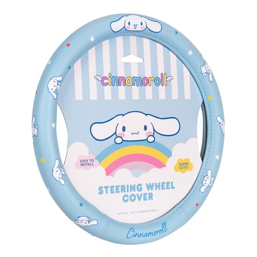 Sanrio Hello Kitty and Friends Cinnamoroll Blue Car Steering Wheel Cover, Universal Fit Cute Accessories for Women Stylish Decor Gifts Hello Kitty Car Accessories - Fits Standard Wheels 14.5"-15" - style: Cinnamoroll Blue