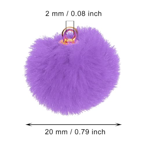 Tupalizy 50PCS Fluffy Pom Poms Charms Soft Fuzzy Faux Fur Puff Ball Pendant for Keychains Bracelets Earrings Jewelry Making Tassels Bags DIY Crafts Party Favors Gifts Accessories - color: Purple