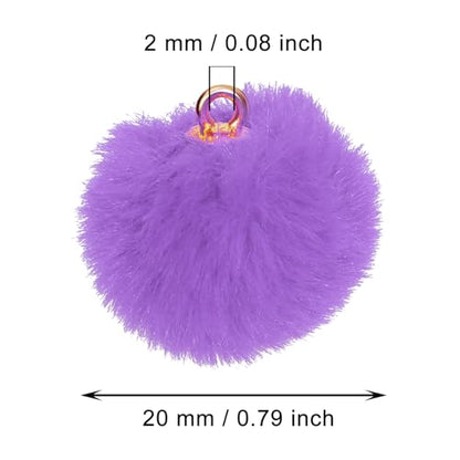 Tupalizy 50PCS Fluffy Pom Poms Charms Soft Fuzzy Faux Fur Puff Ball Pendant for Keychains Bracelets Earrings Jewelry Making Tassels Bags DIY Crafts Party Favors Gifts Accessories - color: Purple