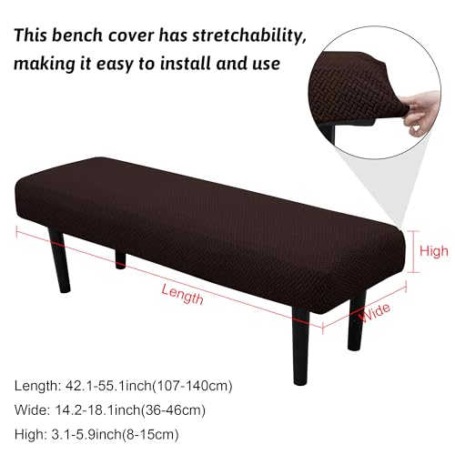 Stretch Bench Covers, Bench Seat Covers, Bench Cushions Covers, Printed Bench Seat Protector, Washable Bench Slipcover, Rectangle Bench Covers for Dining Room, Living Room, Kitchen(Twill coffee) - color: Twill Coffee