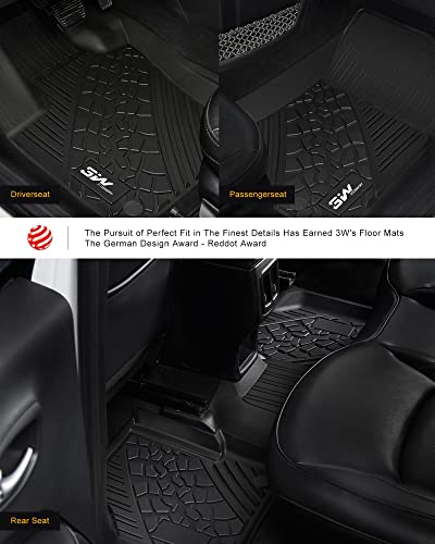 3W Floor Mats and Cargo Liner Fit for 2017-2025 2026 Jeep Compass, TPE All Weather Custom Fit First Second Rows and Trunk Full Set Car Mats, Black - size: Jeep Compass 2017-2026 Floor Mat & Cargo Liner