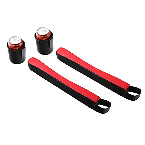 Supin 2 Prices Car Seat Gap Filler Pad PU Leather Console Side Pocket Organizer and one Cup for Cellphone Wallet Coin Key (Black+Red) - color: Black+Red