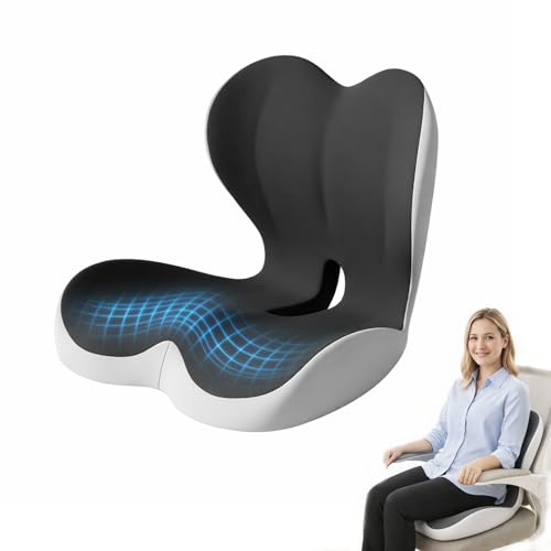 Ergonomic Seat Cushion Set with Lumbar Support Pillow, High-Density Memory Foam Cushion with Non-Slip Base, Posture Support Cushion for Office Chair, Home Chair, Car Seat (Dark Gray + Light Gray) - color: Dark Gray + Light Gray