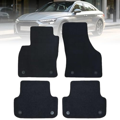 GXARTS Car Waterproof Floor Mats Carpet Full Set Compatible with Audi A3 S3 2015 2016 2017 2018 2019 2020 2021 2022 2023 2024 | All-Weather Protect, Black Velour Automobile Floor Liner Accessories