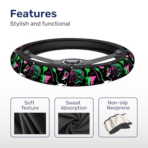GENANY Good Witch Steering Wheel Cover, Non Slip Polyester Car Wheel Protector for Car SUV Truck, Universal 15 Inch - color: Good Witch