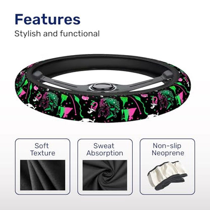 GENANY Good Witch Steering Wheel Cover, Non Slip Polyester Car Wheel Protector for Car SUV Truck, Universal 15 Inch - color: Good Witch