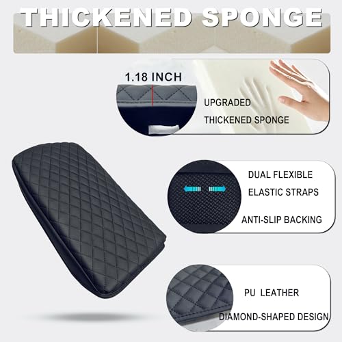 Center Console Cover Armrest Cover for 2025 2026 Chevy Equinox (Not for EV) LT/Activ/RS, Thickened PU Leather Car Armrest Box Cushion Pad Protector with Diamond Stitching, Interior Accessories - size: 2025 2026 Chevy Equinox (Not for EV)