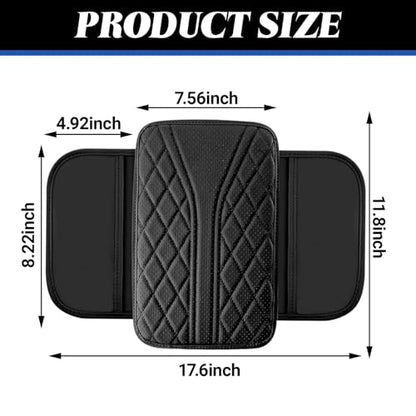 Upgraded Car Center Console Cover, Leather Auto Armrest Cover with 2 Storage Bags, Waterproof Center Console Protective Pad, Universal Cars Armrest Storage Box for Sedan, SUV, Truck (Black) - color: Black