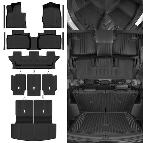 Custom Fit Floor Mats for Ford Explorer (7 Seats) 2020-2026, All Weather TPE Floor Liners with Trunk Mat & Backrest Protectors & Door Sill Guard, Odorless Full Set Interior Accessories - size: 5)Explorer 7 Seats|2020-2026