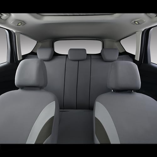 CAR PASS Line Rider Sporty Cloth Universal Fit Car Seat Cover -100% Breathable with 5mm Composite Sponge Inside,Airbag Compatible,3zipper Bench(Full Set, Space Gray) - color: Gray, size: Full Set