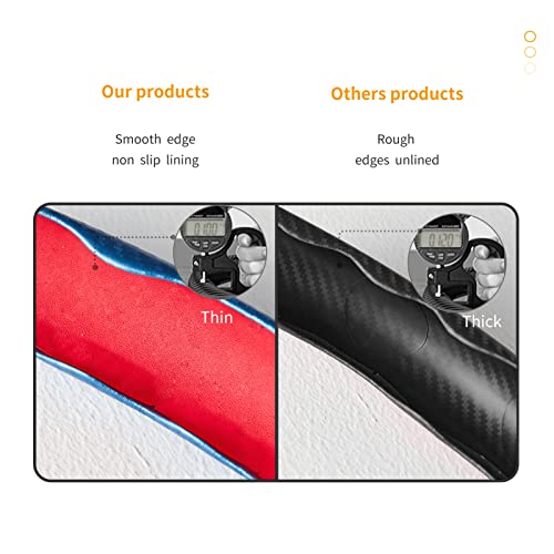 3 Piece Carbon Fiber Steering Wheel Cover,Car Steering Wheel Protector with Non-Slip Lining,Breathable Microfiber Universal for 14.5-15 inch,Blue