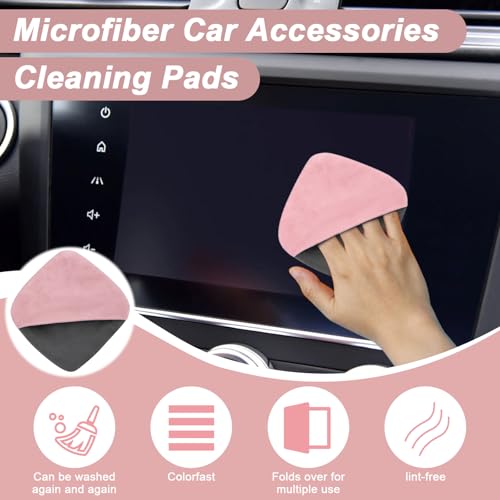 BFXM Car Screen Cleaner, 4.1''×4.1'' Microfiber Dashboard Wipes, Square Microfiber Cloth, Automotive Display Wipes,Vehicle Screen Cleaner Tool for Dashboard Display, Car Interior Tool (Pink)